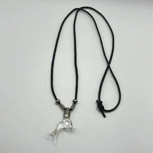 Black Cord Glass Dolphin Caylie Pendant
